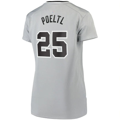 S.Antonio Spurs #25 Jakob Poeltl Fanatics Branded Women's Fast Break Replica Player Jersey Statement Edition Silver Stitched American Basketball Jersey - Main View