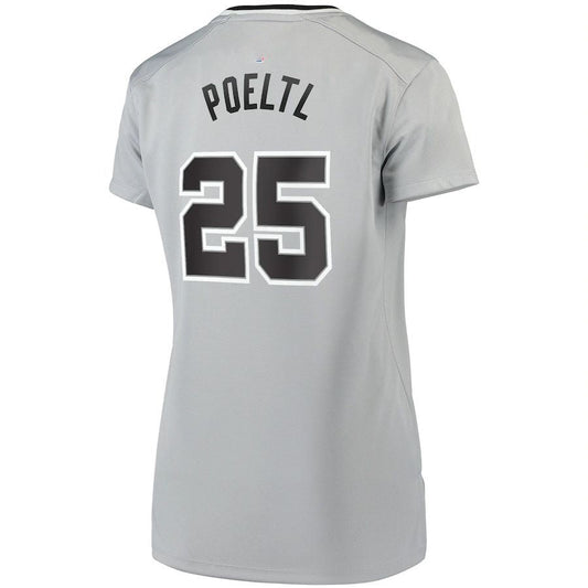 S.Antonio Spurs #25 Jakob Poeltl Fanatics Branded Women's Fast Break Replica Player Jersey Statement Edition Silver Stitched American Basketball Jersey - Main View