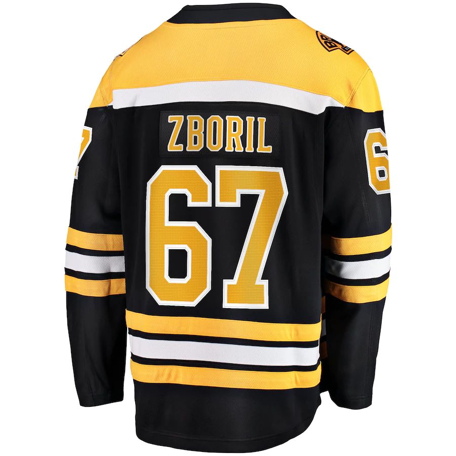 B.Bruins #67 Jakub Zboril Fanatics Branded Home Breakaway Player Jersey Black Stitched American Hockey Jerseys - Main View