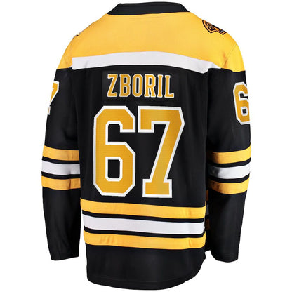 B.Bruins #67 Jakub Zboril Fanatics Branded Home Breakaway Player Jersey Black Stitched American Hockey Jerseys - Main View