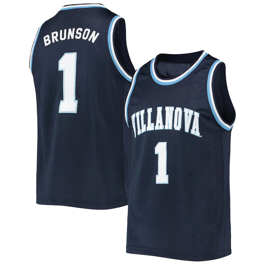 V.Wildcats #1 Jalen Brunson Original Retro Brand Alumni Commemorative Classic Basketball Jersey Navy Stitched American College Jerseys - Main View