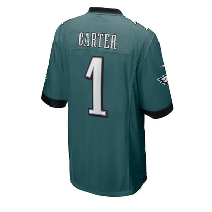 P.Eagles #1 Jalen Carter 2023 Draft First Round Pick Game Jersey - Midnight Green Stitched American Football Jerseys - Main View