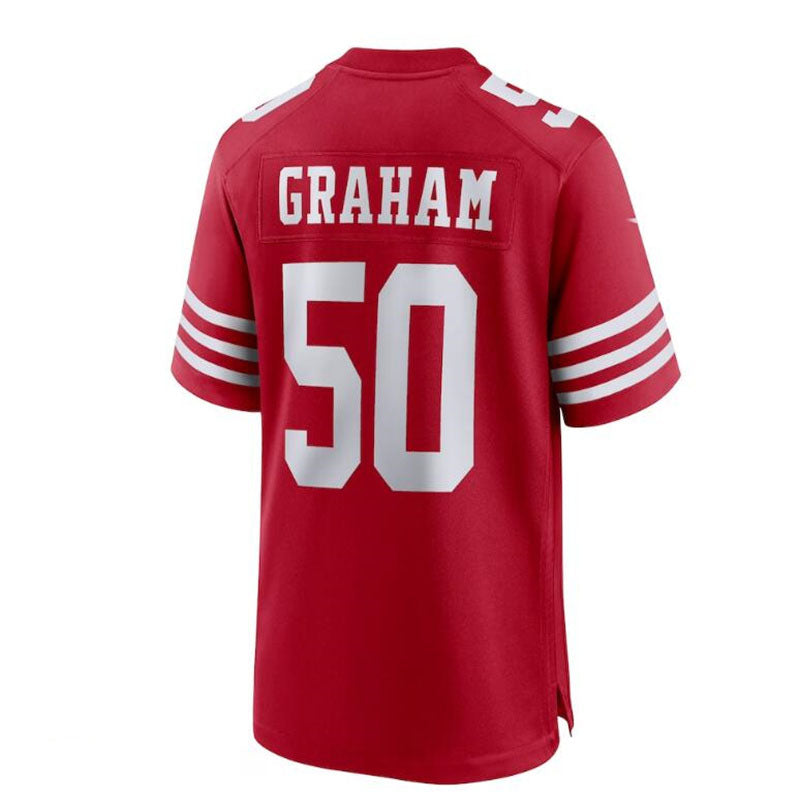 SF.49ers #50 Jalen Graham Team Game Jersey - Scarlet Stitched American Football Jerseys - Main View