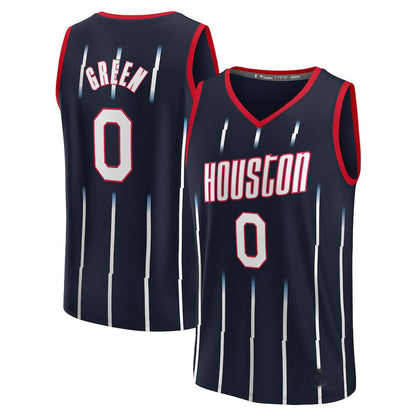 H.Rockets #0 Jalen Green Fanatics Branded 2021-22 Fast Break Replica Jersey City Edition Navy Stitched American Basketball Jersey - Main View