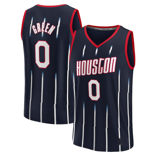 H.Rockets #0 Jalen Green Fanatics Branded 2021-22 Fast Break Replica Jersey City Edition Navy Stitched American Basketball Jersey - Main View