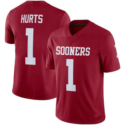 O.Sooners #1 Jalen Hurts Alumni Player Jersey Crimson Football Jersey Stitched American College Jerseys - Main View
