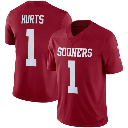 O.Sooners #1 Jalen Hurts Alumni Player Jersey Crimson Football Jersey Stitched American College Jerseys - Main View