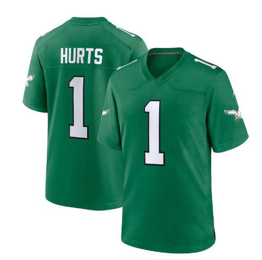 P.Eagles #1 Jalen Hurts Alternate Game Player Jersey - Kelly Green Stitched American Football Jerseys - Main View