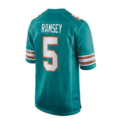 M.Dolphins #5 Jalen Ramsey Alternate Game Jersey - Aqua Stitched American Football Jerseys - Main View