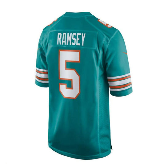 M.Dolphins #5 Jalen Ramsey Alternate Game Jersey - Aqua Stitched American Football Jerseys - Main View