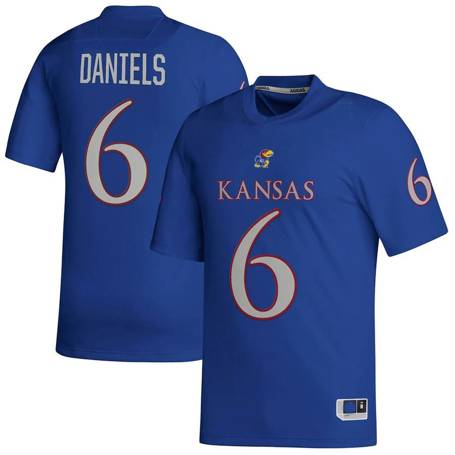 K.Jayhawks #6 Jalon Daniels NIL Replica Football Jersey Royal Stitched American College Jerseys - Main View