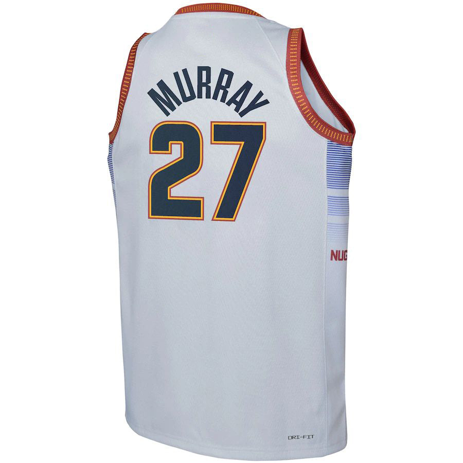 D.Nuggets #27 Jamal Murray 2022-23 Swingman Jersey City Edition Silver Stitched American Basketball Jersey - Main View