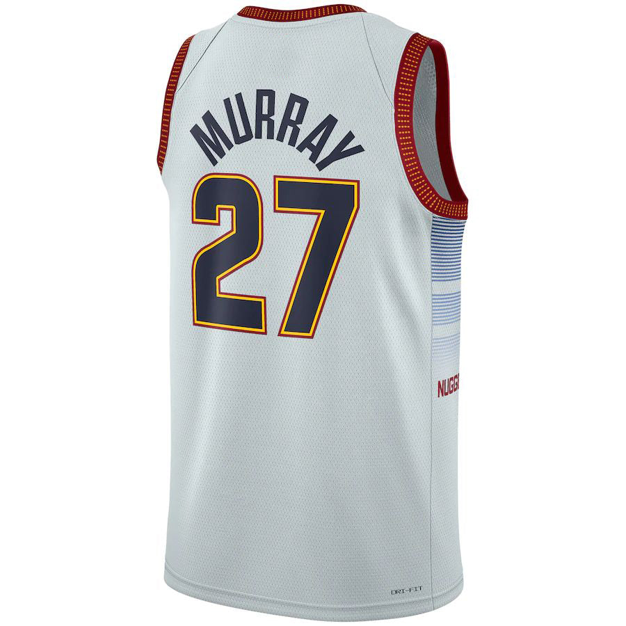 D.Nuggets #27 Jamal Murray Unisex 2022-23 Swingman Jersey Silver Stitched American Basketball Jersey - Main View