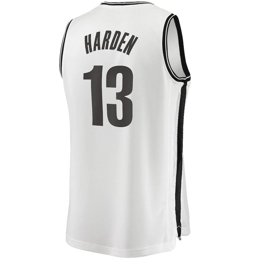 B.Nets #13 James Harden Fanatics Branded 2020-21 Fast Break Replica Jersey Association Edition White Stitched American Basketball Jersey - Main View