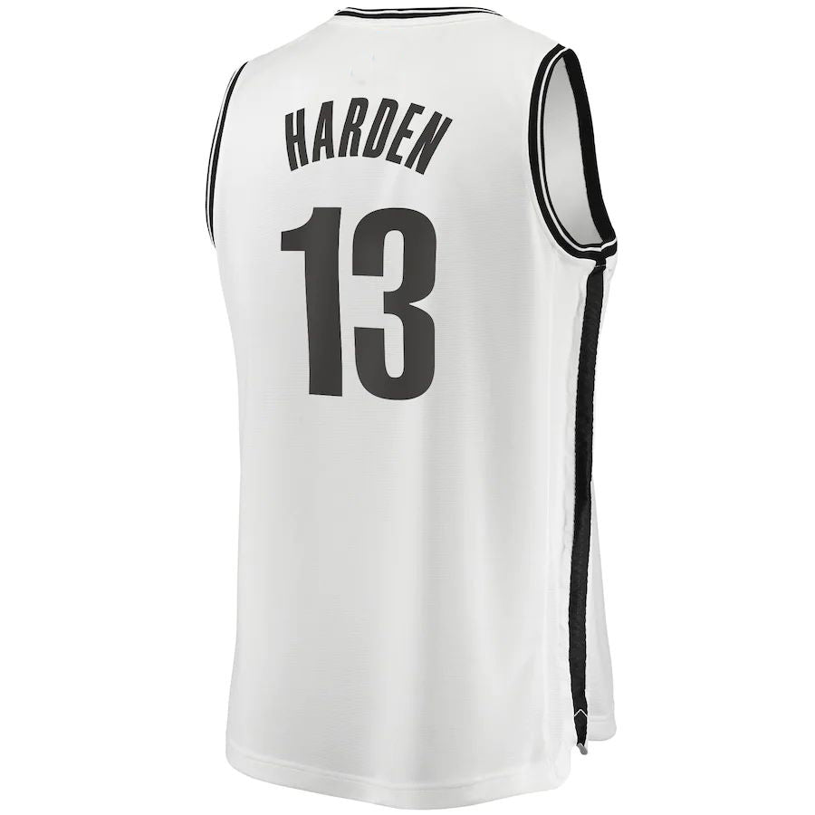 B.Nets #13 James Harden Fanatics Branded 2020-21 Fast Break Replica Jersey White Association Edition Stitched American Basketball Jersey - Main View