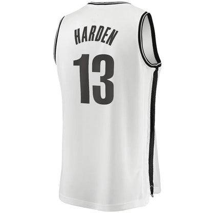 B.Nets #13 James Harden Fanatics Branded 2020-21 Fast Break Replica Jersey White Association Edition Stitched American Basketball Jersey - Main View