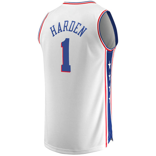 PH.76ers #1 James Harden Fanatics Branded Fast Break Replica Jersey Association Edition White Stitched American Basketball Jersey - Main View