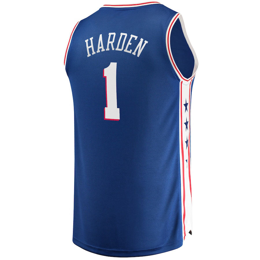 PH.76ers #1 James Harden Fanatics Branded Fast Break Replica Player Jersey Royal Icon Edition Stitched American Basketball Jersey - Main View