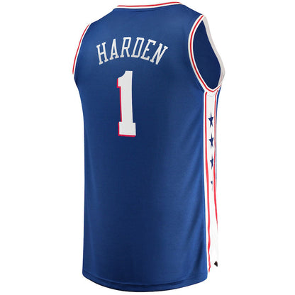 PH.76ers #1 James Harden Fanatics Branded Fast Break Replica Player Jersey Royal Icon Edition Stitched American Basketball Jersey - Main View