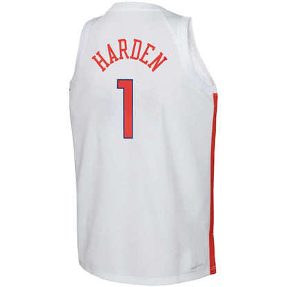 PH.76ers #1 James Harden 2022-23 Swingman Jersey City Edition White Stitched American Basketball Jersey - Main View