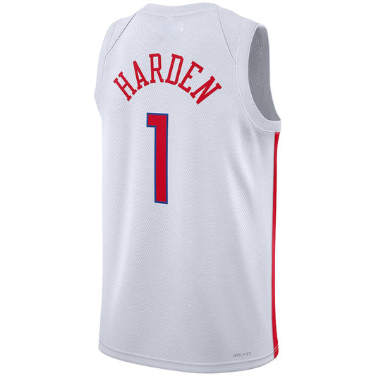 PH.76ers #1 James Harden Unisex 2022-23 Swingman Jersey City Edition White Stitched American Basketball Jersey - Main View