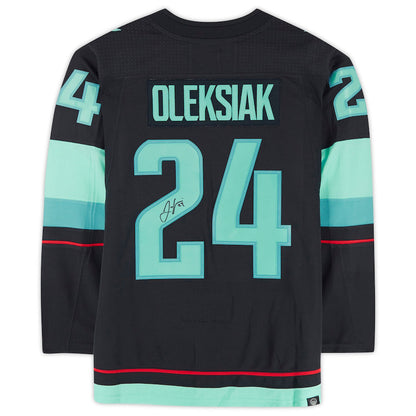 S.Kraken #24 Jamie Oleksiak Fanatics Authentic Autographed with Inaugural Season Jersey Patch Blue Stitched American Hockey Jerseys - Main View