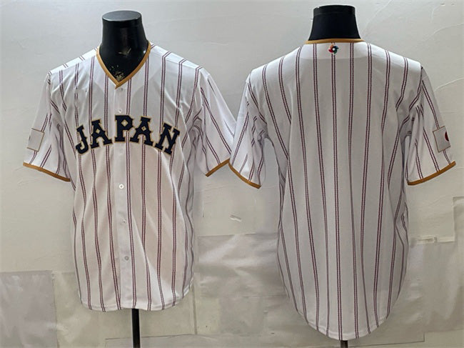 Japan Baseball Blank White 2026 World Baseball Classic Home Stadium Stitched Baseball Jersey - Main View