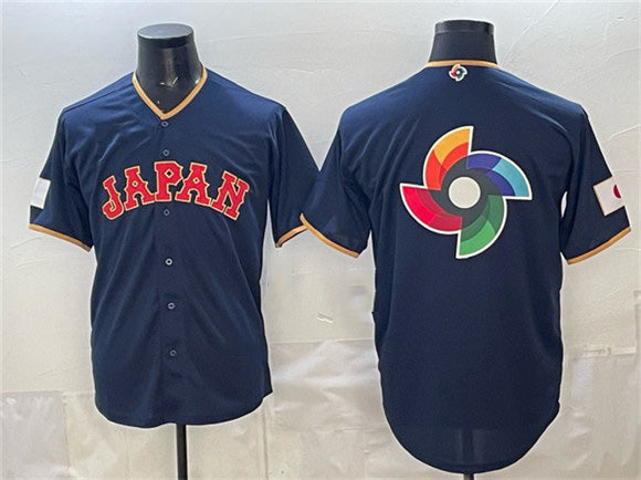 Japan Baseball Team Big Logo Navy 2026 World Baseball Classic Road Stadium Stitched Baseball Jersey - Main View
