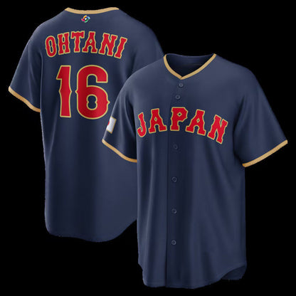 Japan Baseball #16 Shohei Ohtani 2026 World Baseball Classic Road Stadium Jersey - Navy Baseball Jersey Tailgate Goods - Main View