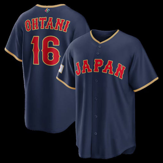 Japan Baseball #16 Shohei Ohtani 2026 World Baseball Classic Road Stadium Jersey - Navy Baseball Jersey Tailgate Goods - Main View