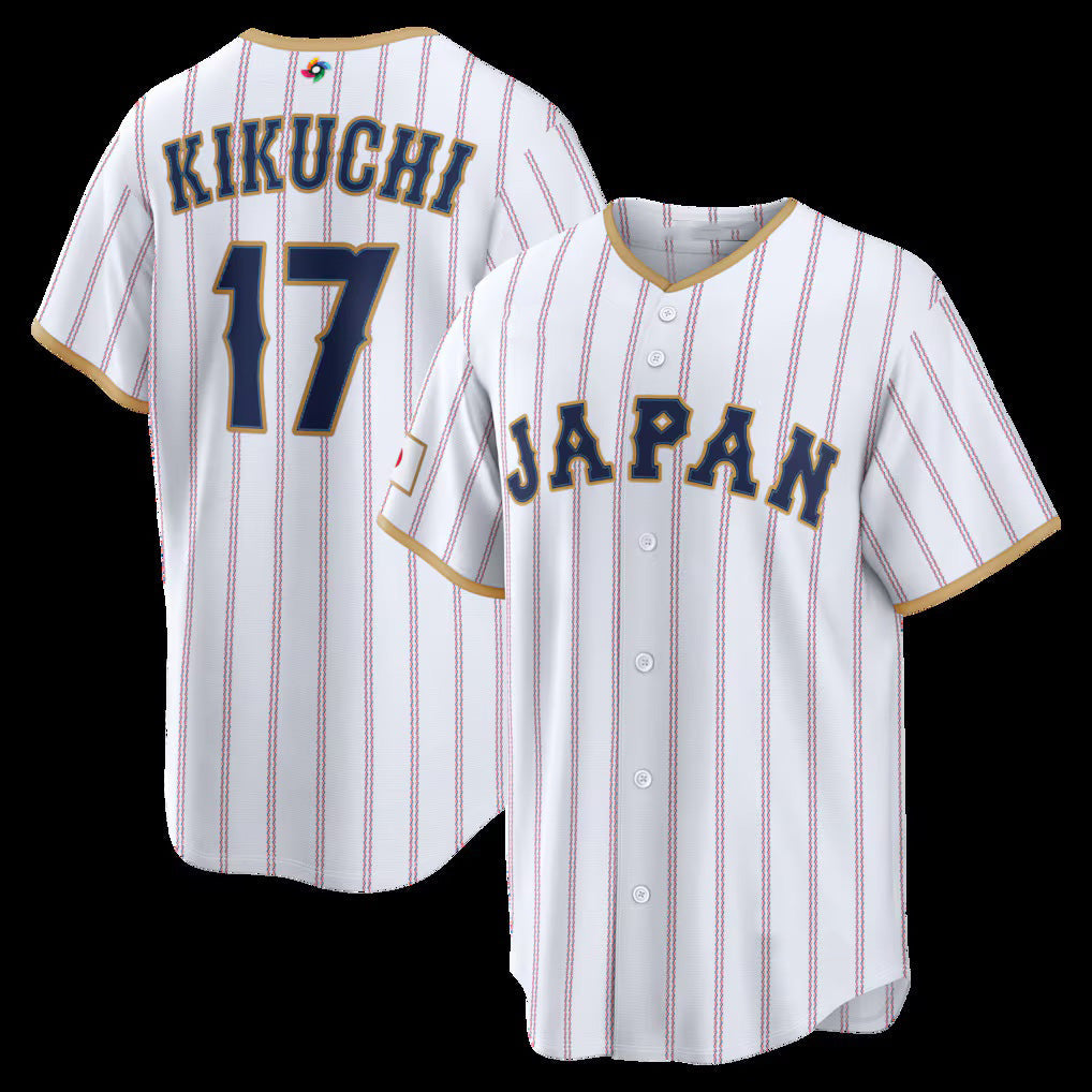 Japan Baseball #17 Yusei Kikuchi 2026 World Baseball Classic Home Stadium Jersey - White Baseball Jersey Tailgate Goods - Main View