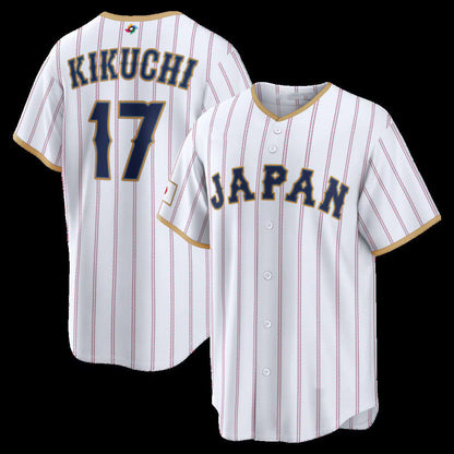 Japan Baseball #17 Yusei Kikuchi 2026 World Baseball Classic Home Stadium Jersey - White Baseball Jersey Tailgate Goods - Main View