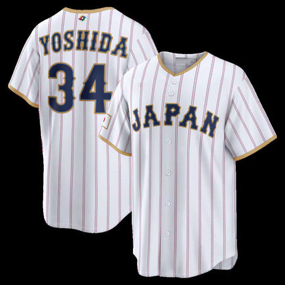 Japan Baseball #34 Masataka Yoshida 2026 World Baseball Classic Home Stadium Jersey - White Baseball Jersey Tailgate Goods - Main View
