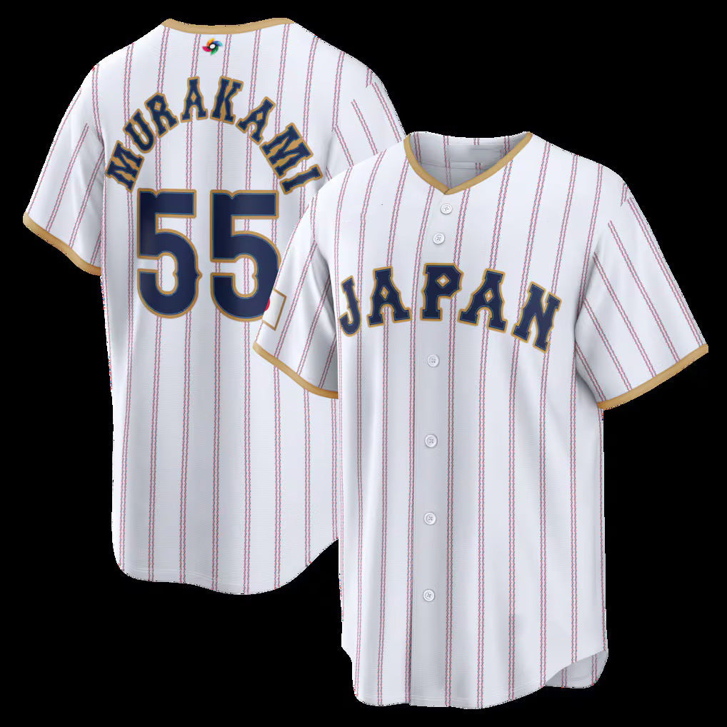 Japan Baseball #55 Munetaka Murakami 2026 World Baseball Classic Home Stadium Jersey - White Baseball Jersey Tailgate Goods - Main View