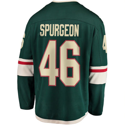 M.Wild #46 Jared Spurgeon Fanatics Branded Youth Breakaway Player Jersey Green Stitched American Hockey Jerseys - Main View