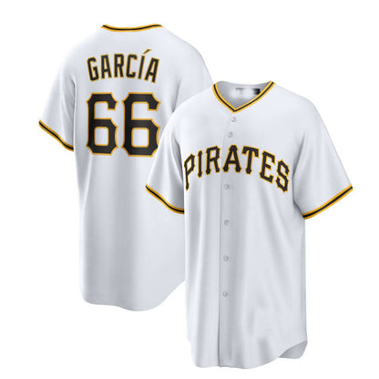 Pittsburgh Pirates #66 Jarlín García Home Replica Player Jersey - White Baseball Jerseys - Main View