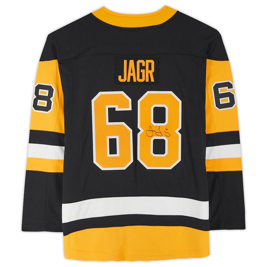 P.Penguins #68 Jaromir Jagr Fanatics Authentic Autographed Fanatics Breakaway Jersey Black Stitched American Hockey Jerseys - Main View