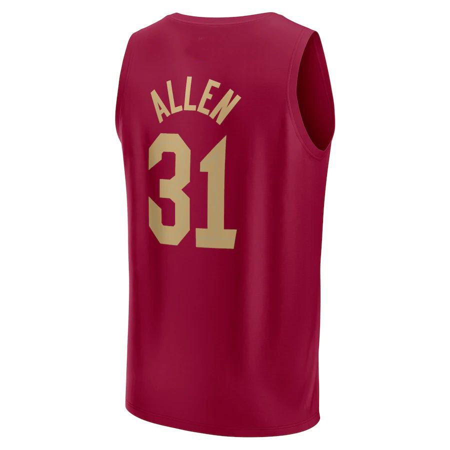 C.Cavaliers #31 Jarrett Allen Fanatics Branded 2022-23 Fast Break Replica Jersey Wine Icon Edition Stitched American Basketball Jersey - Main View