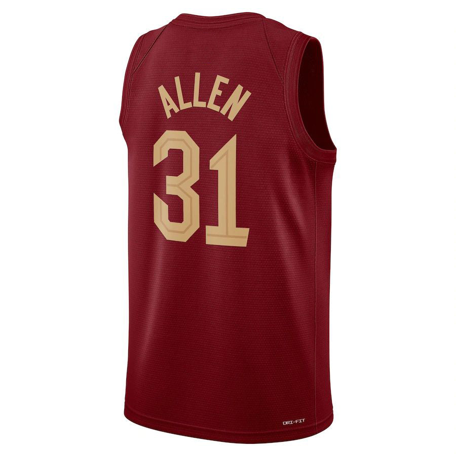 C.Cavaliers #31 Jarrett Allen 2022-23 Swingman Jersey Wine Icon Edition Stitched American Basketball Jersey - Main View