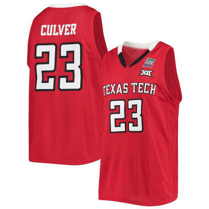 T.Tech Red Raiders #23 Jarrett Culver Original Retro Brand Alumni Commemorative Replica Basketball Jersey Red Stitched American College Jerseys - Main View