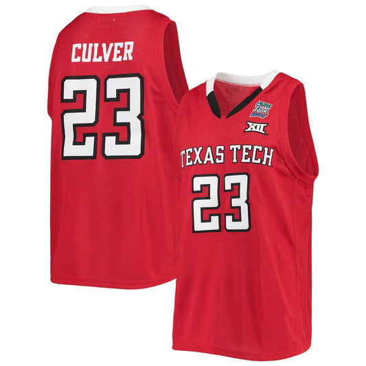 T.Tech Red Raiders #23 Jarrett Culver Original Retro Brand Alumni Commemorative Replica Basketball Jersey Red Stitched American College Jerseys - Main View