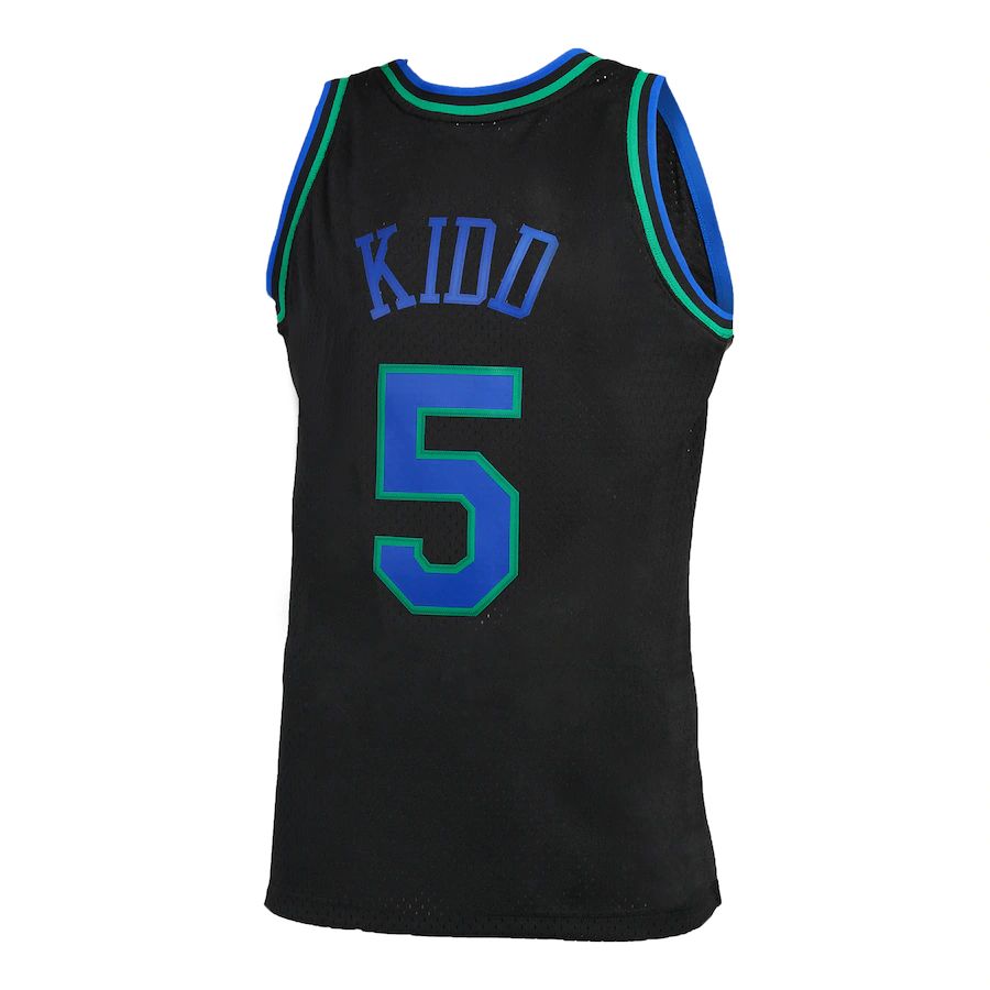 D.Mavericks #5 Jason Kidd Mitchell & Ness 1994-95 Hardwood Classics Reload 2.0 Swingman Jersey Black Stitched American Basketball Jersey - Main View