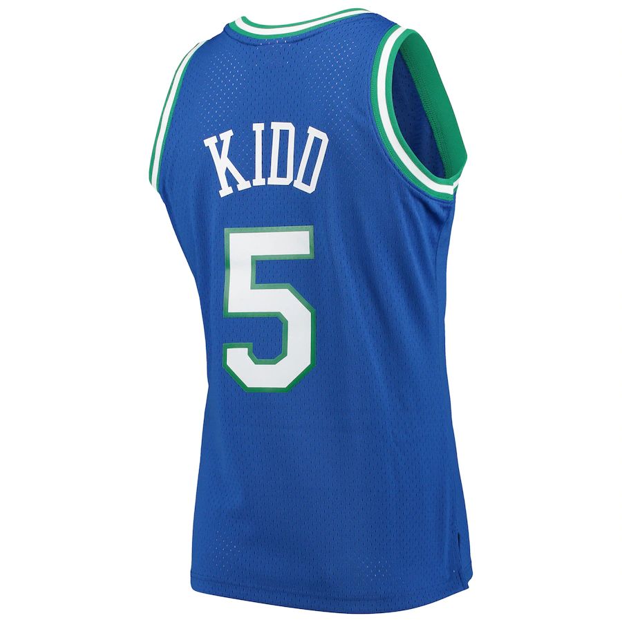 D.Mavericks #5 Jason Kidd Mitchell & Ness 1994-95 Hardwood Classics Swingman Player Jersey Blue Stitched American Basketball Jersey - Main View