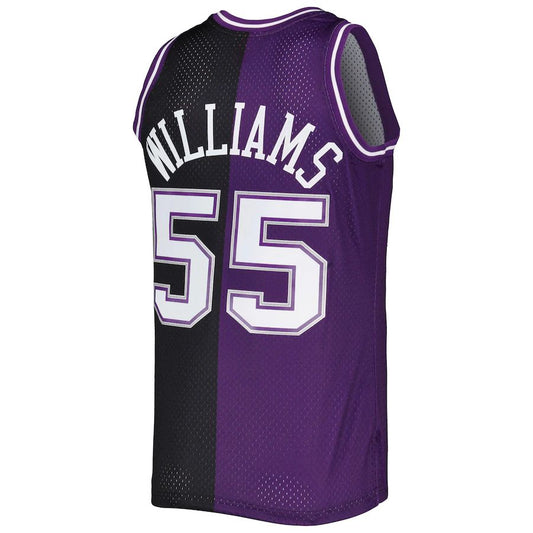 S.Kings #55 Jason Williams Mitchell & Ness Hardwood Classics 2000-01 Split Swingman Jersey PurpleBlack Stitched American Basketball Jersey - Main View