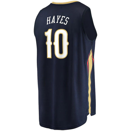 NO.Pelicans #10 Jaxson Hayes Fanatics Branded  Fast Break Replica Jersey Navy Icon Edition Stitched American Basketball Jersey - Main View