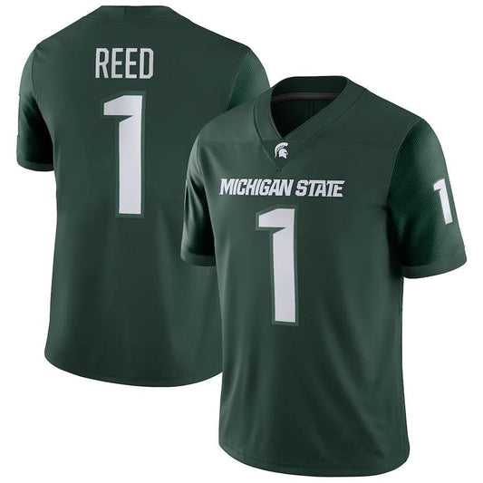 M.State Spartans #1 Jayden Reed NIL Replica Football Jersey - Green Stitched American College Jerseys - Main View
