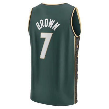 B.Celtics #7Jaylen Brown Fanatics Branded 2022-23 Fastbreak Jersey  City Edition Kelly Green Stitched American Basketball Jersey - Main View
