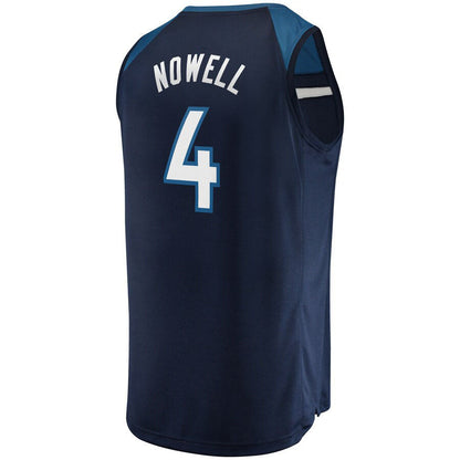 M.Timberwolves #4 Jaylen Nowell Fanatics Branded  Fast Break Replica Jersey Icon Edition Navy Stitched American Basketball Jersey view 2