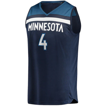 M.Timberwolves #4 Jaylen Nowell Fanatics Branded  Fast Break Replica Jersey Icon Edition Navy Stitched American Basketball Jersey - Main View