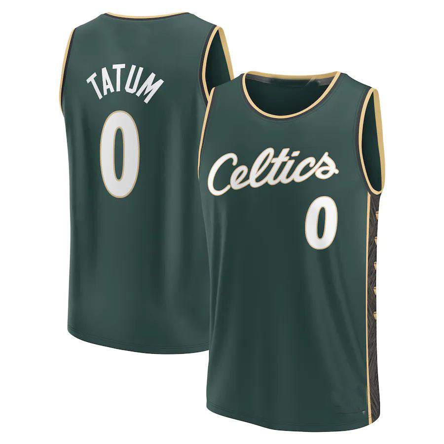 B.Celtics #0 Jayson Tatum Fanatics Branded 2022-23 Fastbreak Jersey City Edition Kelly Green Stitched American Basketball Jersey - Main View